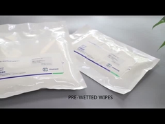 คลีนรูมแบบใช้แล้วทิ้งที่ไม่เป็นขุย IPA Wipes White Industrial 100 Polyester Sterile Presaturated Wipes